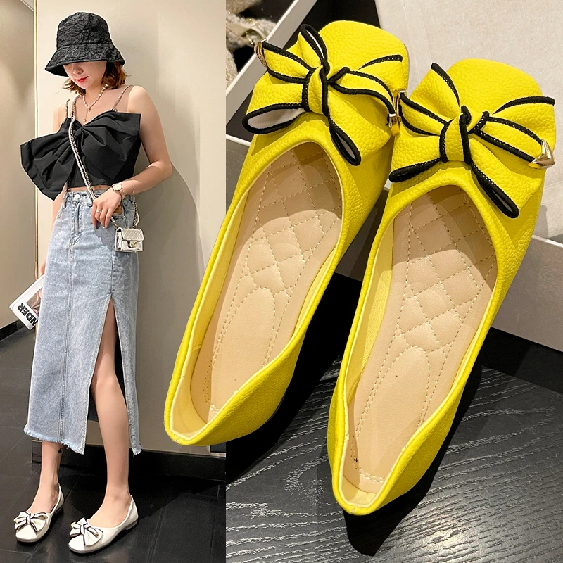 Bow-Knot Casual Woman Shoe Female Footwear Square Toe Shallow Mouth Modis Soft All-Match Butterfly Comfortable Moccasin Summer D 
Bow-Knot Casual Woman Shoe Female Footwear Square Toe Shallow Mouth Modis Soft All-Match Butterfly Comfortable Moccasin Summer D