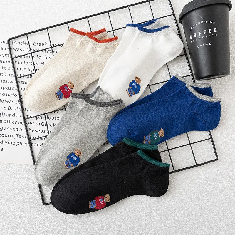 Summer Thin Invisible Cotton Boat Sock Breathable Elastic Non-Slip Funny Sox Cartoon bear Printed Short Socks men
Summer Thin Invisible Cotton Boat Sock Breathable Elastic Non-Slip Funny Sox Cartoon bear Printed Short Socks men