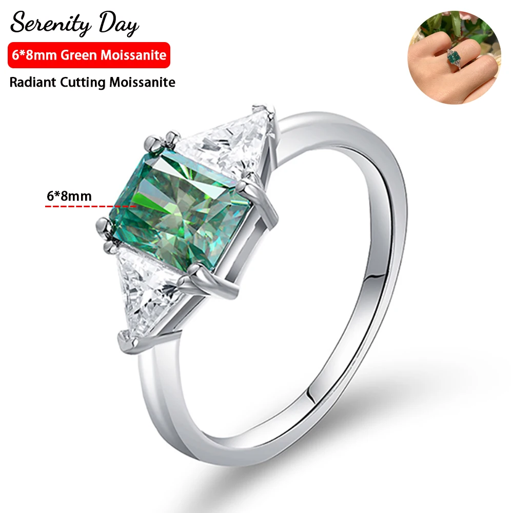 Serenty Day Real 6*8mm Green Radiant Cutting Shape Moissanite Ring For Women S925 Sterling Silver Plate Pt950 Bands Fine Jewelry
Serenty Day Real 6*8mm Green Radiant Cutting Shape Moissanite Ring For Women S925 Sterling Silver Plate Pt950 Bands Fine Jewelry