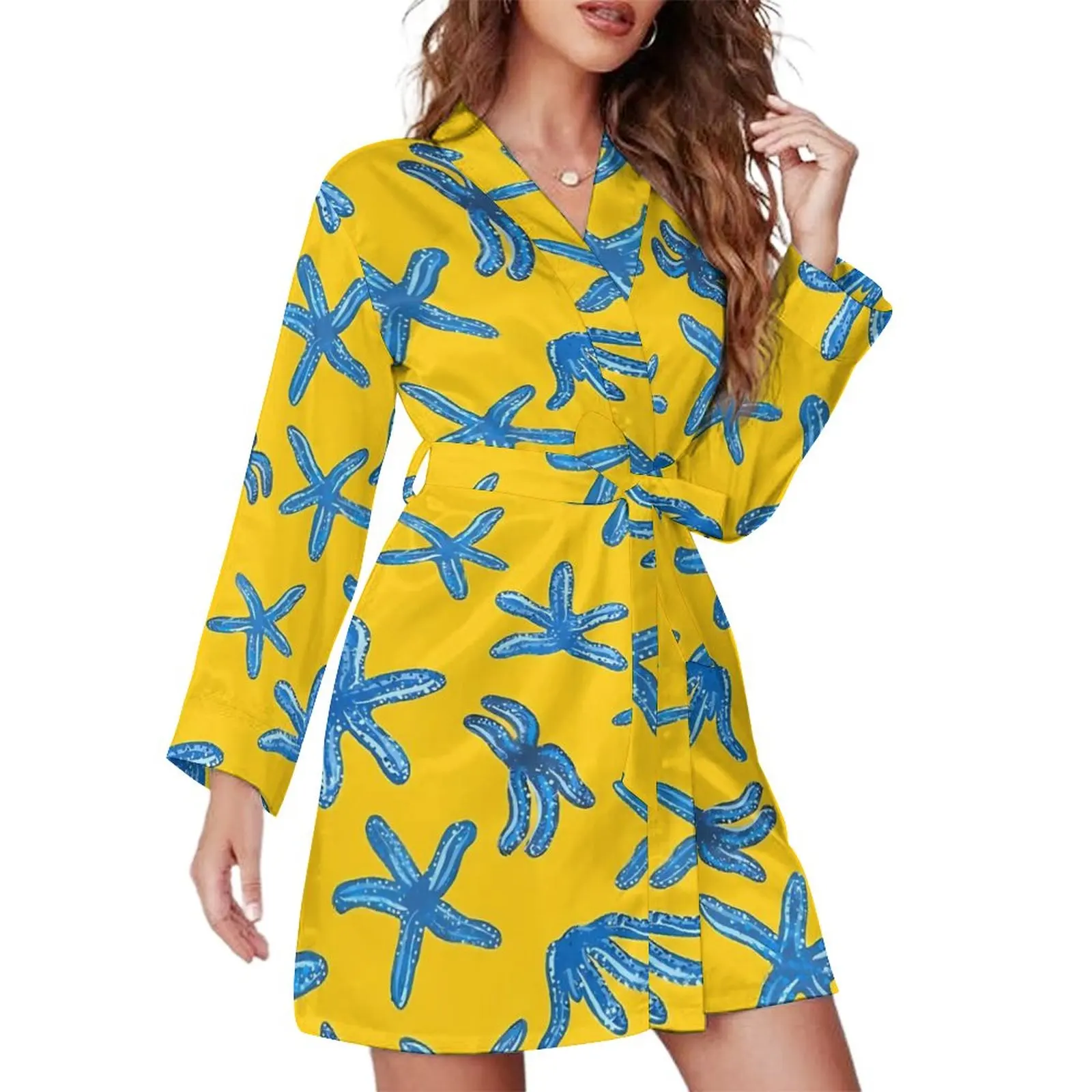 Blue Starfish Print Pajama Robe Abstract Animal Comfortable Sleepwear Long-Sleeve V Neck Design Pajamas Robes Day Trendy Dresses
Blue Starfish Print Pajama Robe Abstract Animal Comfortable Sleepwear Long-Sleeve V Neck Design Pajamas Robes Day Trendy Dresses