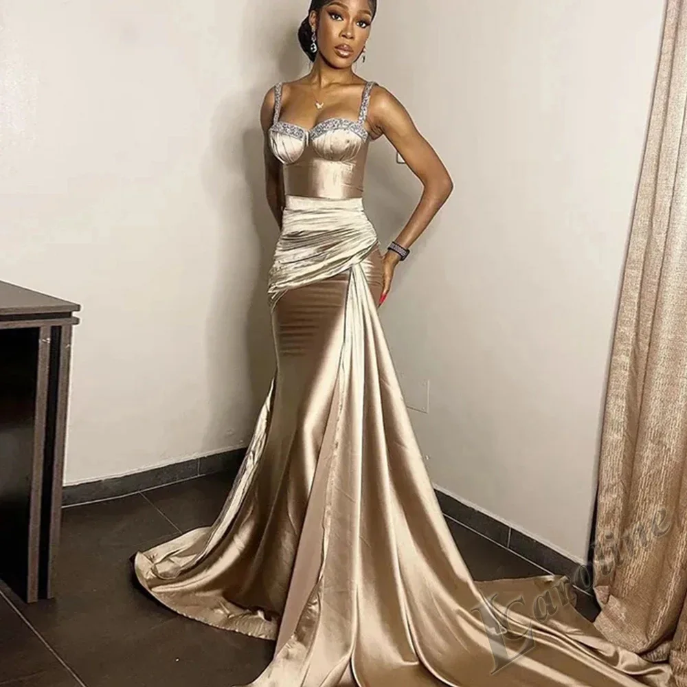 Caroline Sweetheart Mermaid Evening Dress 2022 Spaghetti Straps Beadings Prom Gowns With Detachable Train Vestidos Custom Made
Caroline Sweetheart Mermaid Evening Dress 2022 Spaghetti Straps Beadings Prom Gowns With Detachable Train Vestidos Custom Made