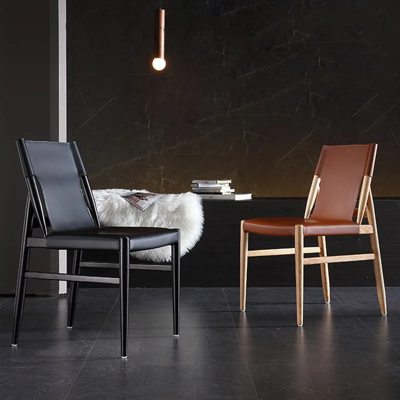 Chair with Backrest 2pcs Designer Simple Saddle Leather Dining Chairs Household Solid Wood Home Hotel Negotiation Leisure Chairs
Chair with Backrest 2pcs Designer Simple Saddle Leather Dining Chairs Household Solid Wood Home Hotel Negotiation Leisure Chairs