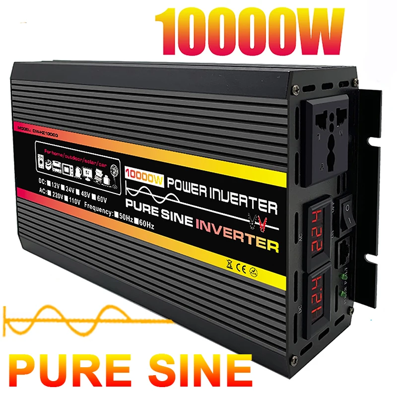 8000W 10000W Pure Sine Wave Inverter DC 12V 24V To AC 220V Power Inverter Car Inverter for Solar System Home Outdoor RV Car
8000W 10000W Pure Sine Wave Inverter DC 12V 24V To AC 220V Power Inverter Car Inverter for Solar System Home Outdoor RV Car