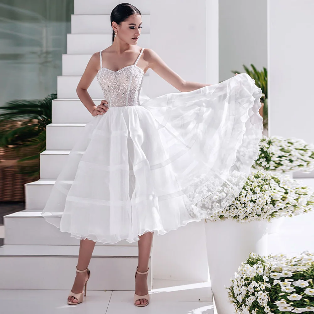Sweetheart Spaghetti Strap Short Wedding Dresses A-Line Beading Knee Length Bridal Gowns Bow Back Vestidos De Novia 2023 Nuevos
Sweetheart Spaghetti Strap Short Wedding Dresses A-Line Beading Knee Length Bridal Gowns Bow Back Vestidos De Novia 2023 Nuevos
