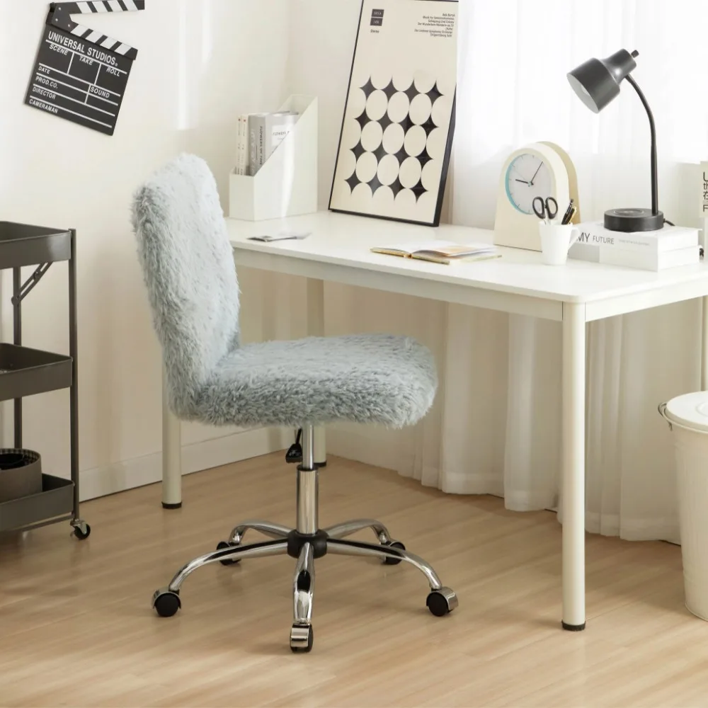 Gray Desk Chair Faux Fur Armless Swivel Task Office Chair Furniture Computer Gaming Chairs
Gray Desk Chair Faux Fur Armless Swivel Task Office Chair Furniture Computer Gaming Chairs