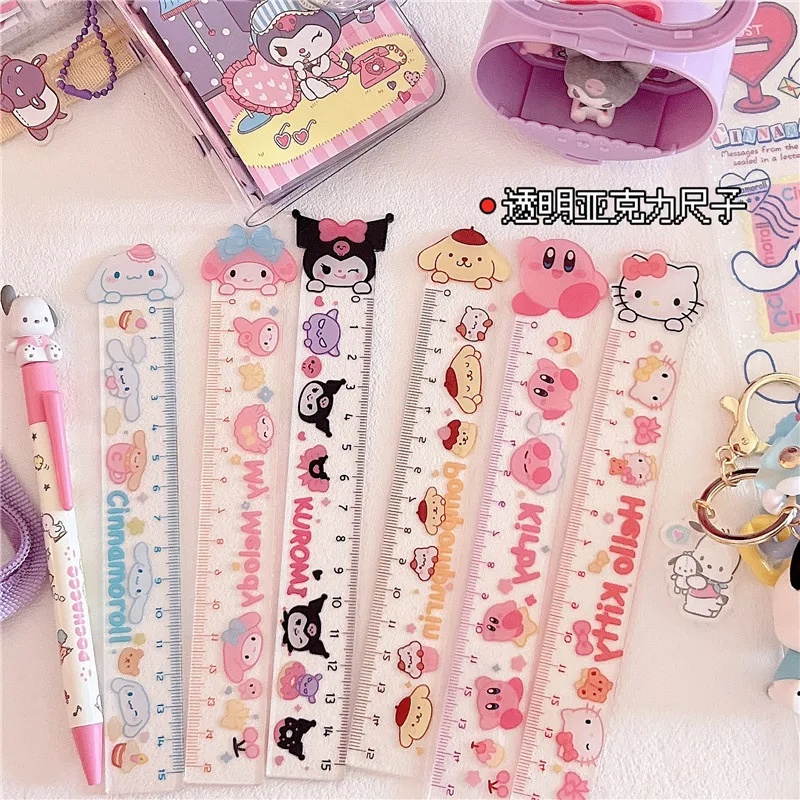 Kawaii Sanrioed Anime series Cinnamoroll mymelody Kuromi cute fashion Girl Heart 15Cm Scale Acrylic Measuring Stationery Ruler
Kawaii Sanrioed Anime series Cinnamoroll mymelody Kuromi cute fashion Girl Heart 15Cm Scale Acrylic Measuring Stationery Ruler