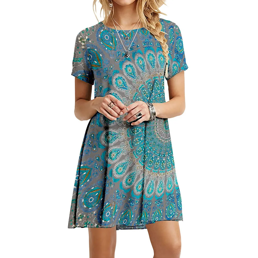 Womens Dresses Vintage Print Short Sleeve Female Clothing Summer Vacation Knee Length Mini Skirt Casual Dresses For Women 2023
Womens Dresses Vintage Print Short Sleeve Female Clothing Summer Vacation Knee Length Mini Skirt Casual Dresses For Women 2023