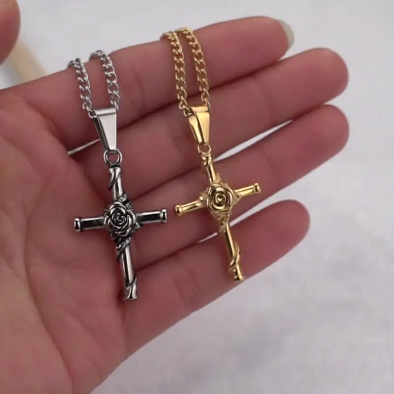 Men Cross Necklace Stainless Steel Rose Cross Pendant with Box Chain Unisex Cool Crucifix Jesus Faith Aesthetic Collar
Men Cross Necklace Stainless Steel Rose Cross Pendant with Box Chain Unisex Cool Crucifix Jesus Faith Aesthetic Collar