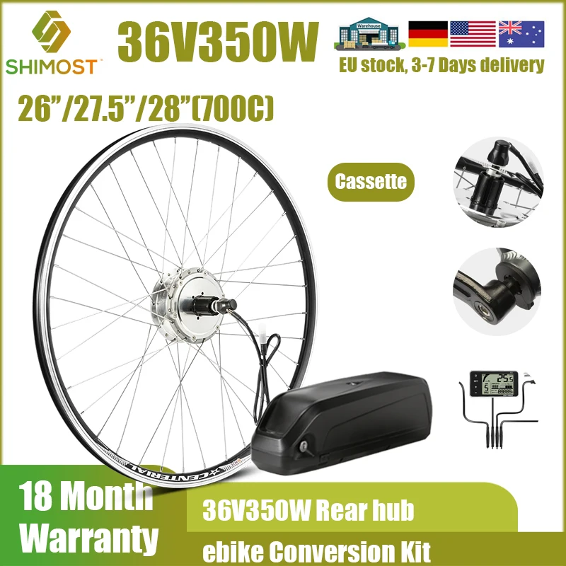 Ebike Motor Kit 26'' 27.5'' 28'' 700C 36V350W Electric Bike Conversion Rear Rack Cassette Electric Bycicle Kit with Battery
Ebike Motor Kit 26'' 27.5'' 28'' 700C 36V350W Electric Bike Conversion Rear Rack Cassette Electric Bycicle Kit with Battery