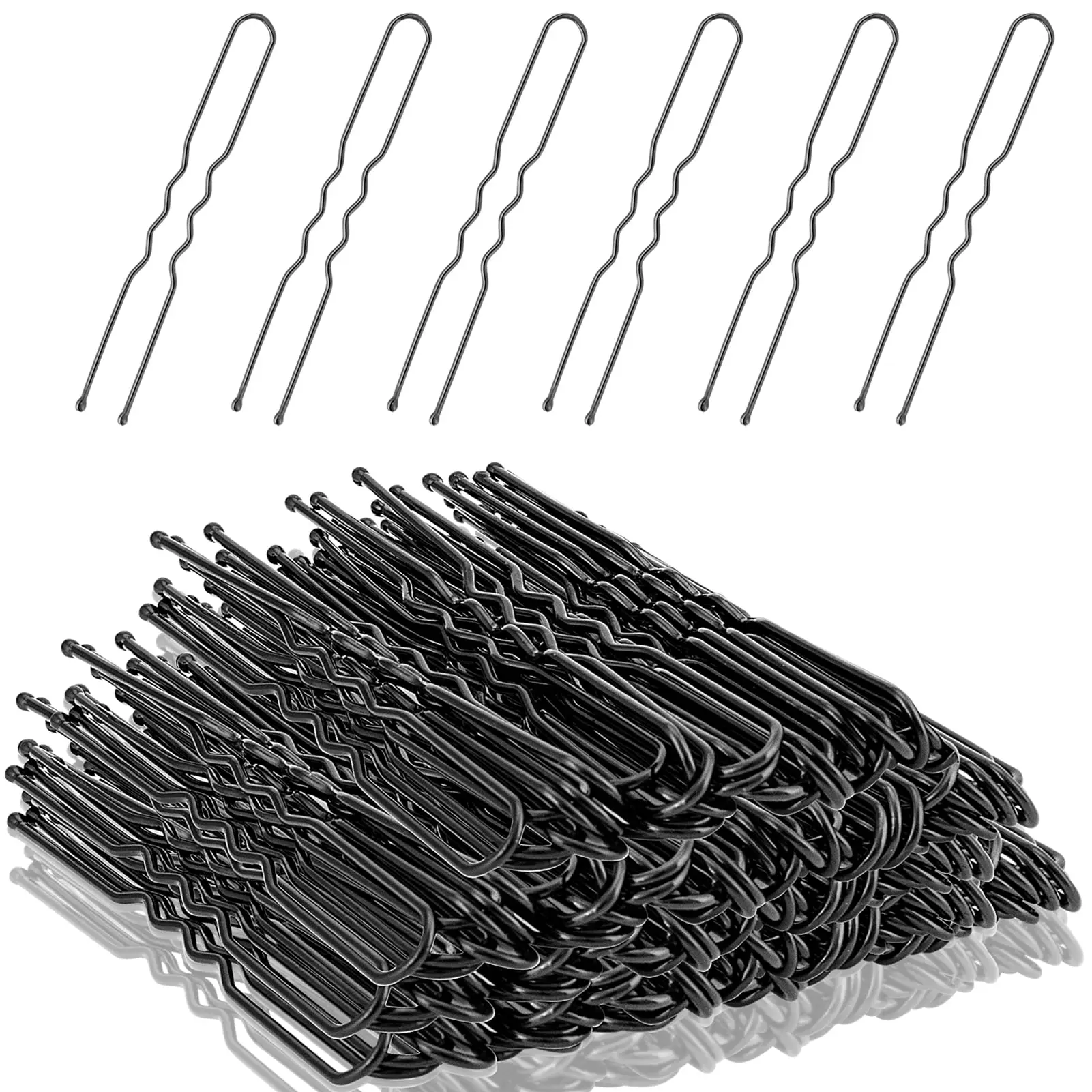 

U Shaped Hair Pins 50pcs 2.4" Hairpins for Buns Bobby Pins for Adults Kids Hairdressing Salon Hair Styling Accessories Black 6cm