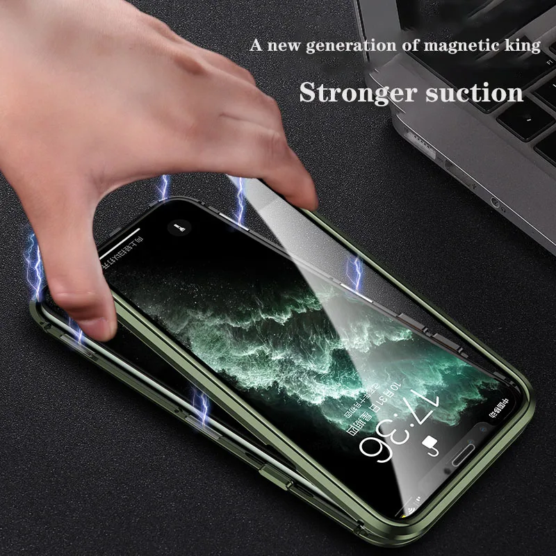 New Metal Magnetic Case for iPhone 13 12 11 Pro Max Mini X XS XR 7 8 Plus SE 2020 360 Double Sided Glass Cover
New Metal Magnetic Case for iPhone 13 12 11 Pro Max Mini X XS XR 7 8 Plus SE 2020 360 Double Sided Glass Cover