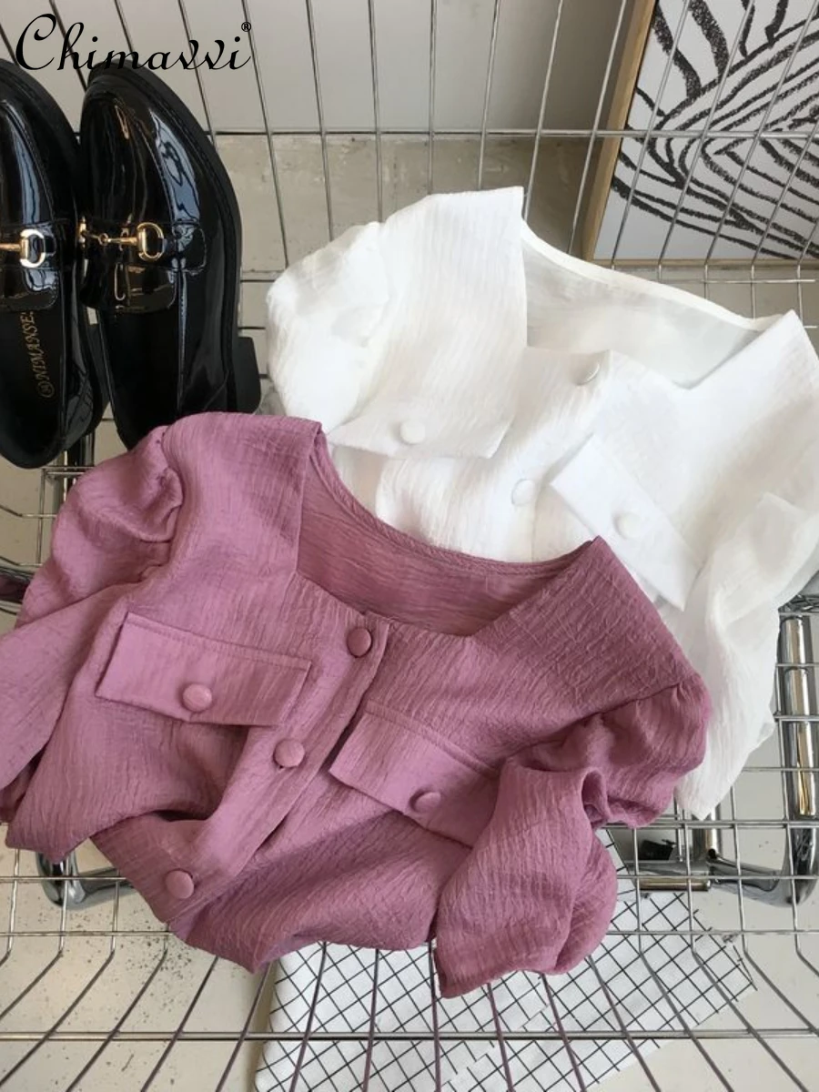 Chiffon Shirt Short Sleeve 2022 Summer New Square Collar Fashion Sweet Graceful Puff Sleeve Blouse Women's Top All-matching
Chiffon Shirt Short Sleeve 2022 Summer New Square Collar Fashion Sweet Graceful Puff Sleeve Blouse Women's Top All-matching