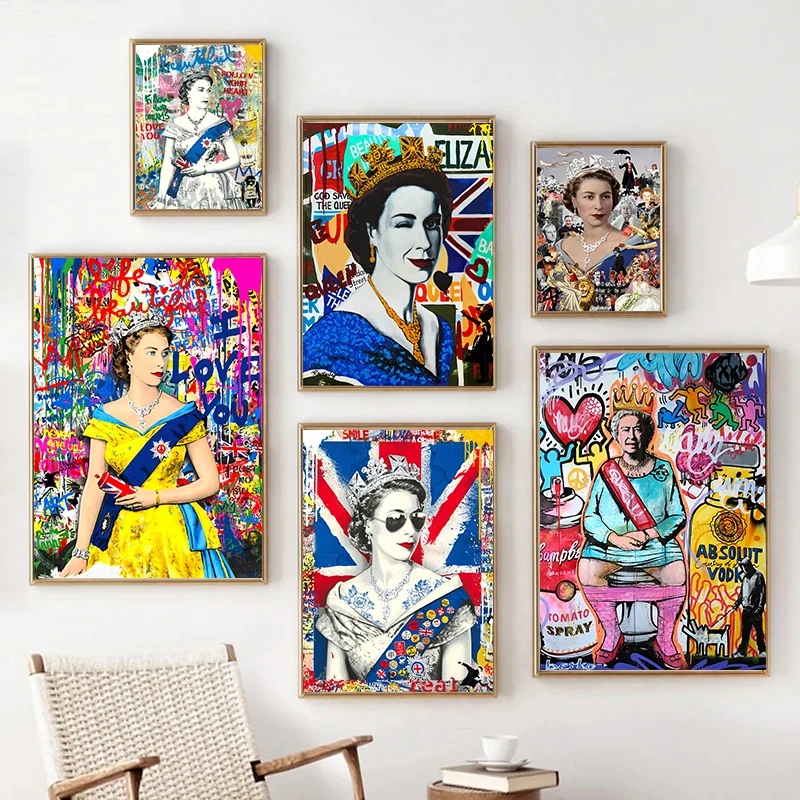 Banksy Graffiti Art Famous Queen Elizabeth Funny Portrait Poster Print Canvas Painting Wall Art For Living Room Home Decoration
Banksy Graffiti Art Famous Queen Elizabeth Funny Portrait Poster Print Canvas Painting Wall Art For Living Room Home Decoration