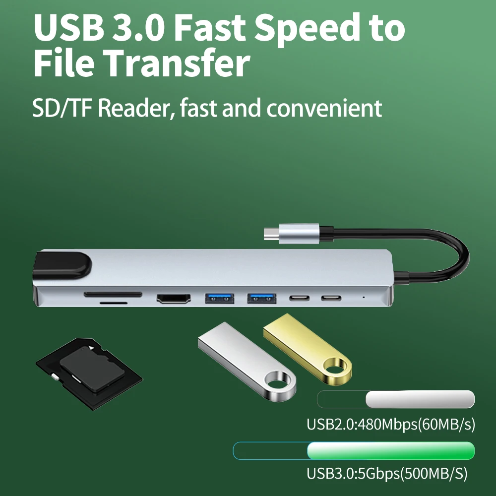 Док-станция USB 3 0 адаптер для ноутбука RJ45 HDMI TF/SD-карты | Компьютеры и офис