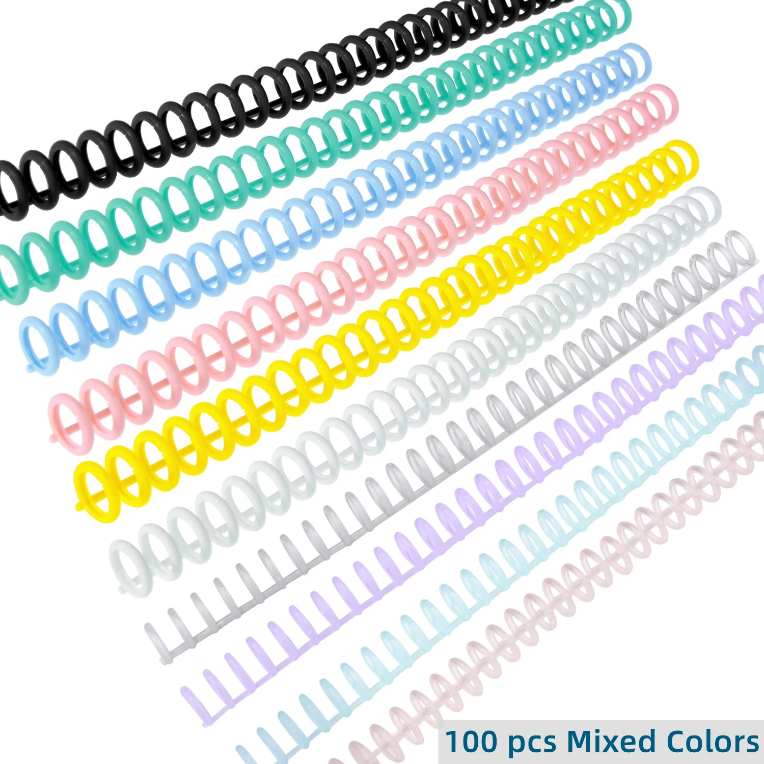 

100pcs 30 Holes Loose Binders Ring Binding Spines Combs 85 Sheets Capacity for DIY Paper Notebook Album Office School Supplies