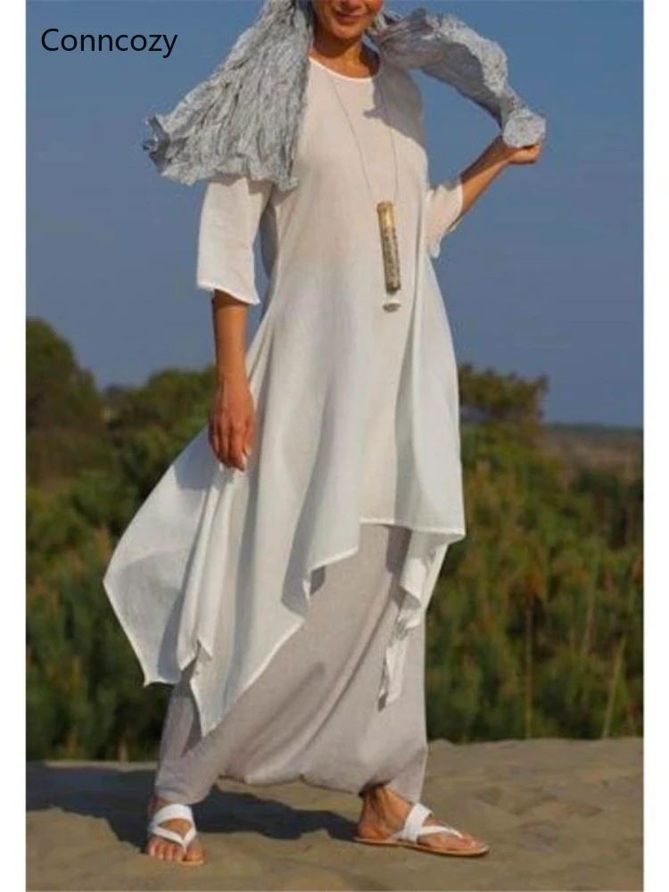 Women Dresses Fashion Irregular Leisure Loose Fitting Linen Shirt Tunic Pullover Blouse Baggy Tops O Neck Comfy Cotton Dress New
Women Dresses Fashion Irregular Leisure Loose Fitting Linen Shirt Tunic Pullover Blouse Baggy Tops O Neck Comfy Cotton Dress New