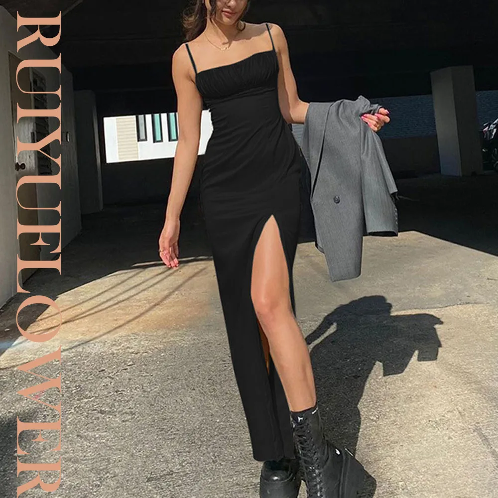 Summer Autumn Lady Sexy Slim Backless Halter Long Sundress High Waist Ruched Split Fork Slip Sling Dress Women Clothes Free Ship
Summer Autumn Lady Sexy Slim Backless Halter Long Sundress High Waist Ruched Split Fork Slip Sling Dress Women Clothes Free Ship