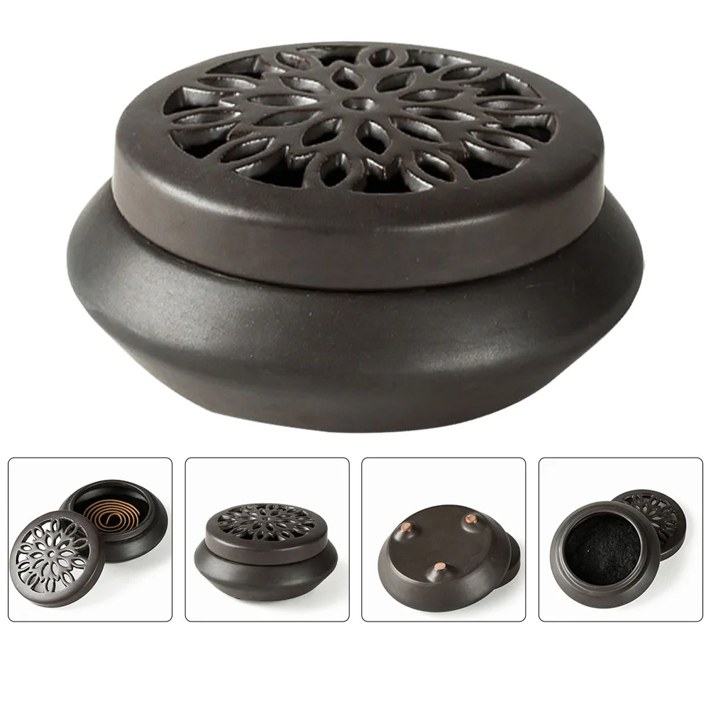 

Burner Censer Holder Aromatherapy Ceramic Furnace Aroma Ornament Box Tea Ceremony Stove Decor Table Feng Coil Shui Fireproof