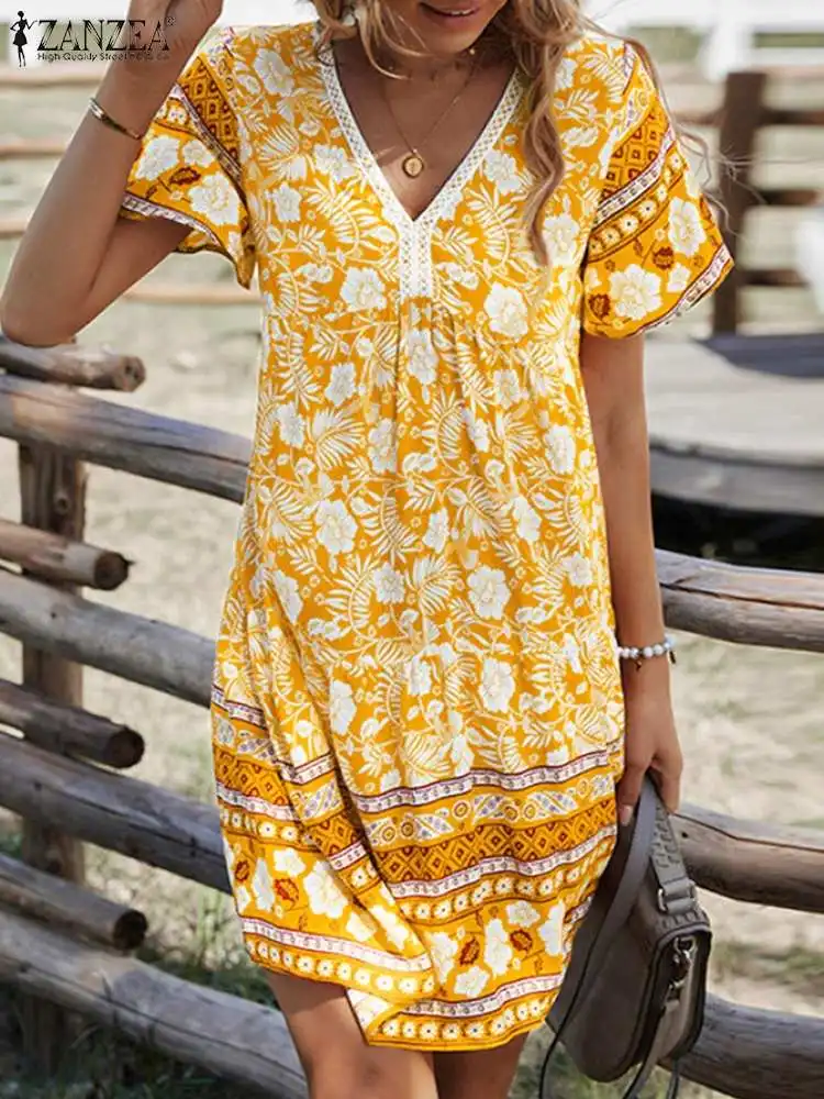 Женское элегантное платье с V-образным вырезом, женское богемное мини-платье с принтом, летнее праздничное платье ZANZEA с коротким рукавом, по...
Женское элегантное платье с V-образным вырезом, женское богемное мини-платье с принтом, летнее праздничное платье ZANZEA с коротким рукавом, по...