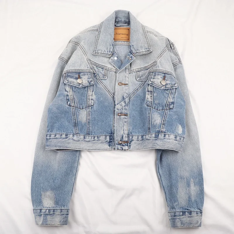 Fashion Gradient Color Denim Jacket Women Loose Short Cowboy Outerwear Big Pocket Long Sleeve Vintage Jeans Jacket Coat Female
Fashion Gradient Color Denim Jacket Women Loose Short Cowboy Outerwear Big Pocket Long Sleeve Vintage Jeans Jacket Coat Female