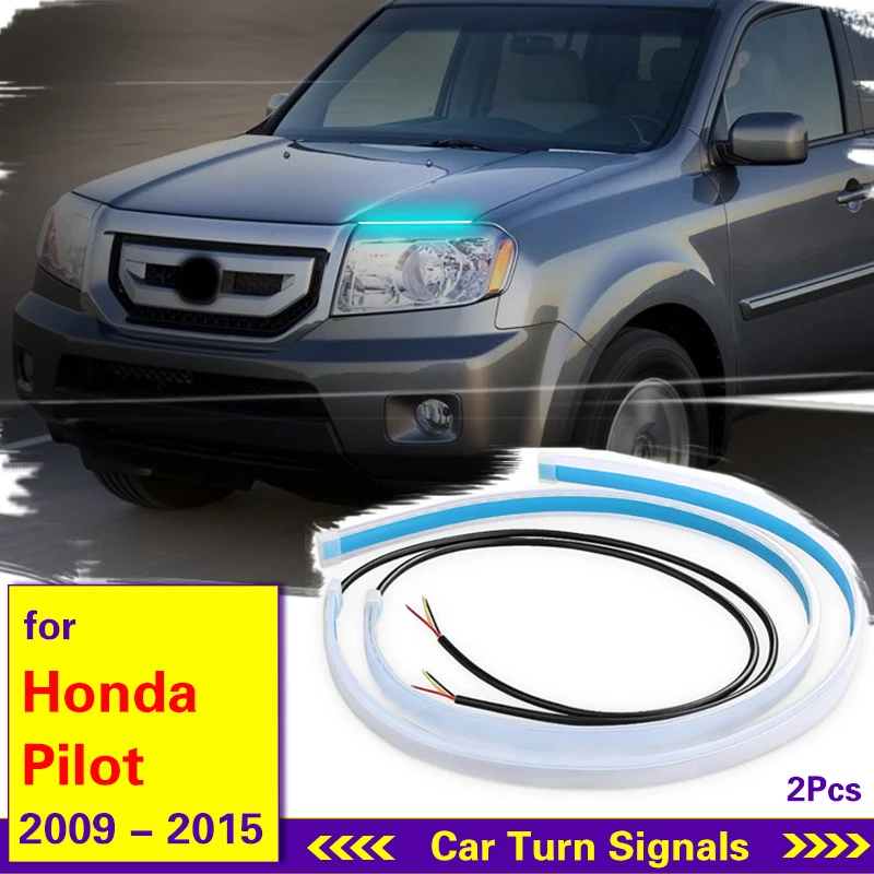 

Гибкая светодиодная лента для дневных ходовых огней, 2 шт., для Honda Pilot 2009-2015 с белым и желтым сигналом поворота, фонарь для автомобиля, 12 В