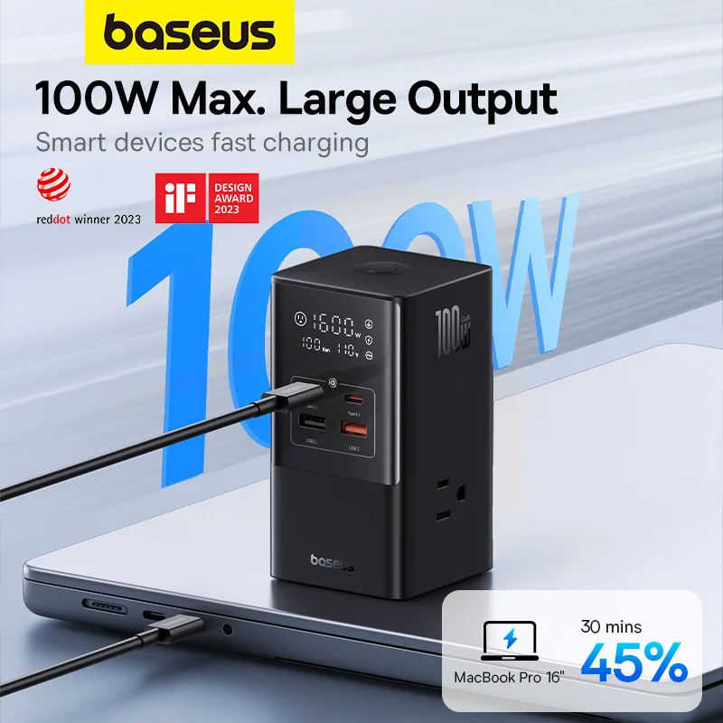 Baseus PowerCombo Tower Power Strip 3AC + 2U + 2C 100W 1,5 m US кластерный преобразователь
Baseus PowerCombo Tower Power Strip 3AC + 2U + 2C 100W 1,5 m US кластерный преобразователь