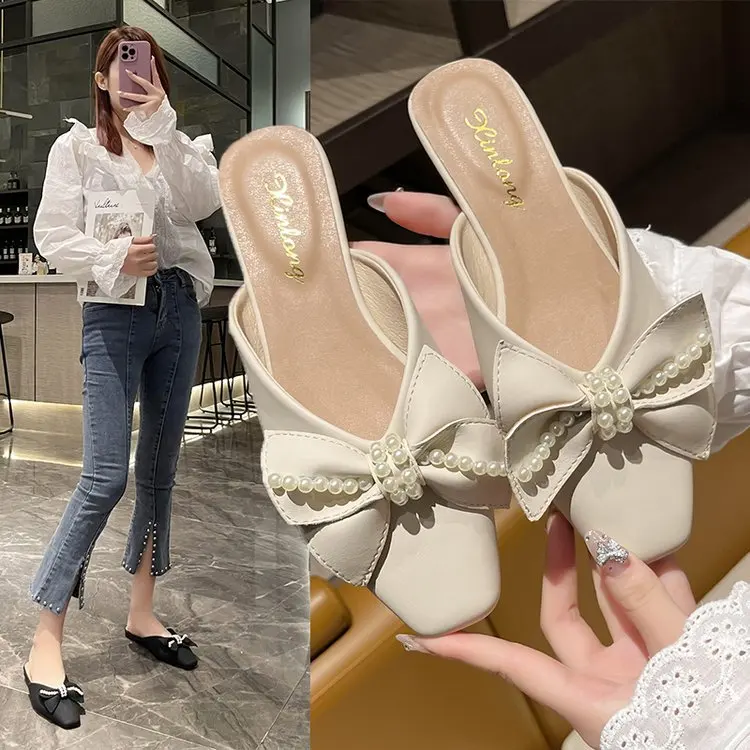 Flat Shoes Female Square Toe Woman's Slippers Low Luxury Slides String Bead Butterfly-Knot 2022 Designer Cover Soft Butterfly-kn
Flat Shoes Female Square Toe Woman's Slippers Low Luxury Slides String Bead Butterfly-Knot 2022 Designer Cover Soft Butterfly-kn