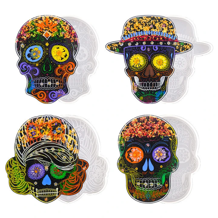 Skull Resin Coaster Molds 4Pcs Silicone Coaster Molds for Resin Color Filling Crystal Coaster Molds for Resin Casting
Skull Resin Coaster Molds 4Pcs Silicone Coaster Molds for Resin Color Filling Crystal Coaster Molds for Resin Casting