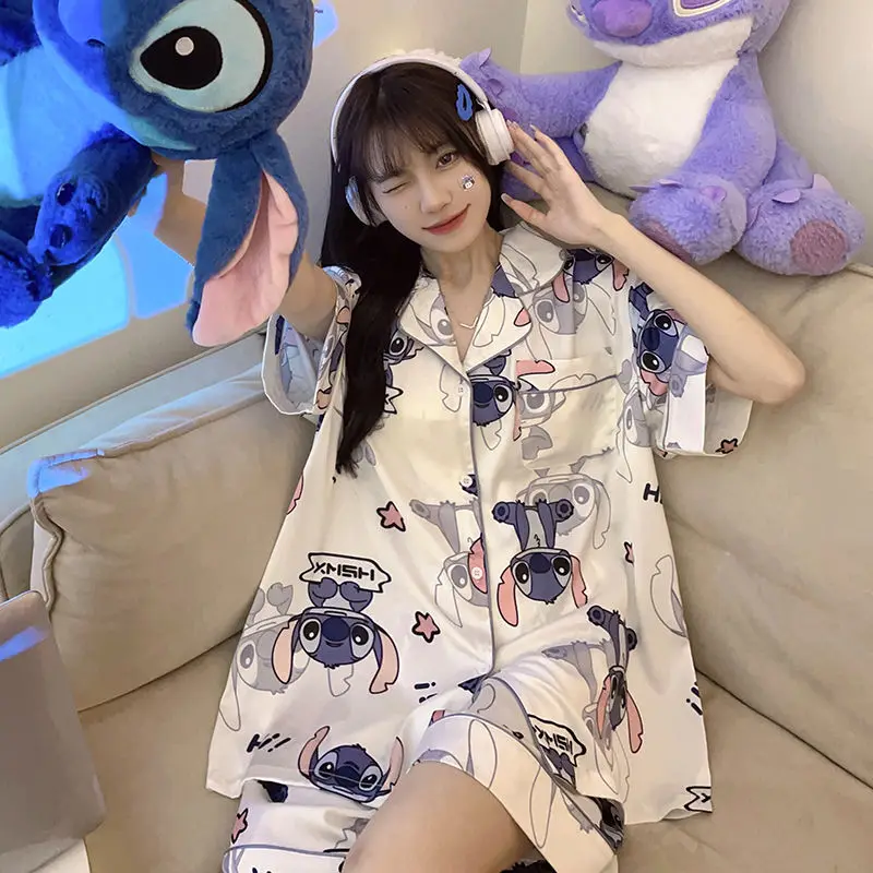 Летняя Пижама Kawaii Disney Stich из ледяного шелка, женская тонкая Свободная Домашняя одежда с коротким рукавом для сна и отдыха
Летняя Пижама Kawaii Disney Stich из ледяного шелка, женская тонкая Свободная Домашняя одежда с коротким рукавом для сна и отдыха