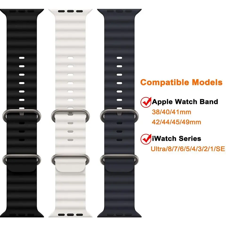 Ocean Band for Apple Watch Ultra Strap series 8 7 6 5 4 3 Silicone Bracelet for iWatch 49mm 44mm 40mm 45mm 41mm 42mm 38mm Bands
Ocean Band for Apple Watch Ultra Strap series 8 7 6 5 4 3 Silicone Bracelet for iWatch 49mm 44mm 40mm 45mm 41mm 42mm 38mm Bands