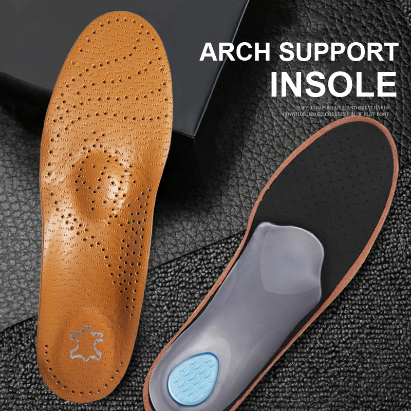 

Leather Orthotic Insoles for Flat Foot Arch Support Orthopedic Shoes Pads Shock Absorption Inserts Sole Insole O/X Leg Corrector