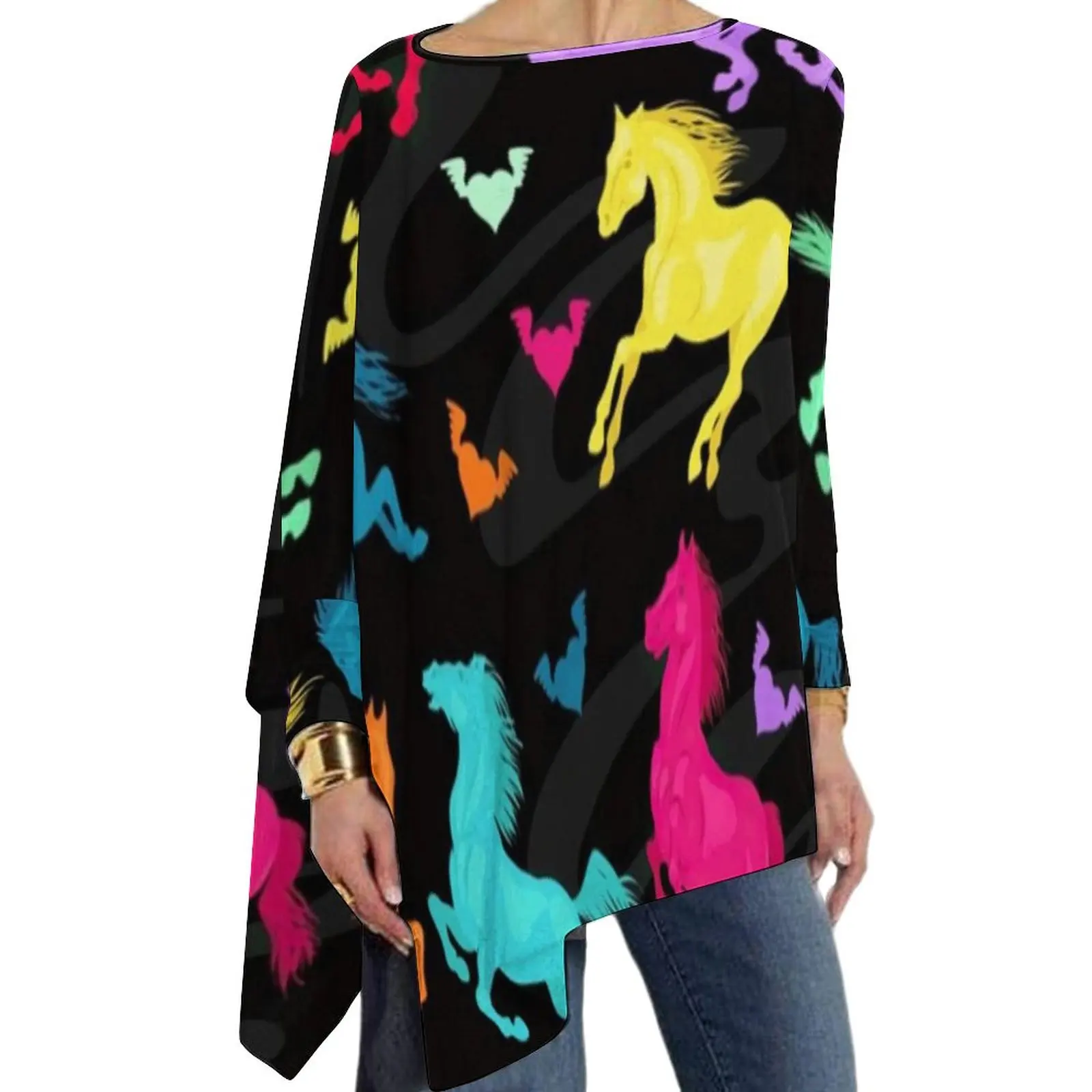 Colorful Running Horse T-Shirts Cute Animal Print Trendy T-Shirt Woman Long-Sleeve O Neck Street Wear Tshirt Oversized Tees
Colorful Running Horse T-Shirts Cute Animal Print Trendy T-Shirt Woman Long-Sleeve O Neck Street Wear Tshirt Oversized Tees