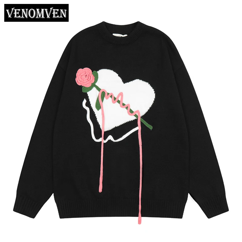 Harajuku Love Rose Graphic Jumper Ugly Sweater Men's Street Hip Hop Oversized Vintage Pullover Grandpa Knitwear Women's y2k
Harajuku Love Rose Graphic Jumper Ugly Sweater Men's Street Hip Hop Oversized Vintage Pullover Grandpa Knitwear Women's y2k