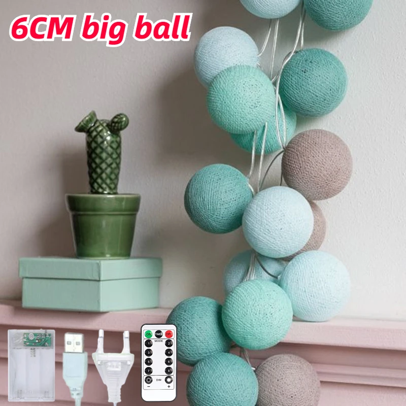 6CM Cotton Balls Led Fairy Lights String Bedroom Christmas Garland Lamp Chain Halloween Wedding Home Garden Outdoor Decorations
6CM Cotton Balls Led Fairy Lights String Bedroom Christmas Garland Lamp Chain Halloween Wedding Home Garden Outdoor Decorations
