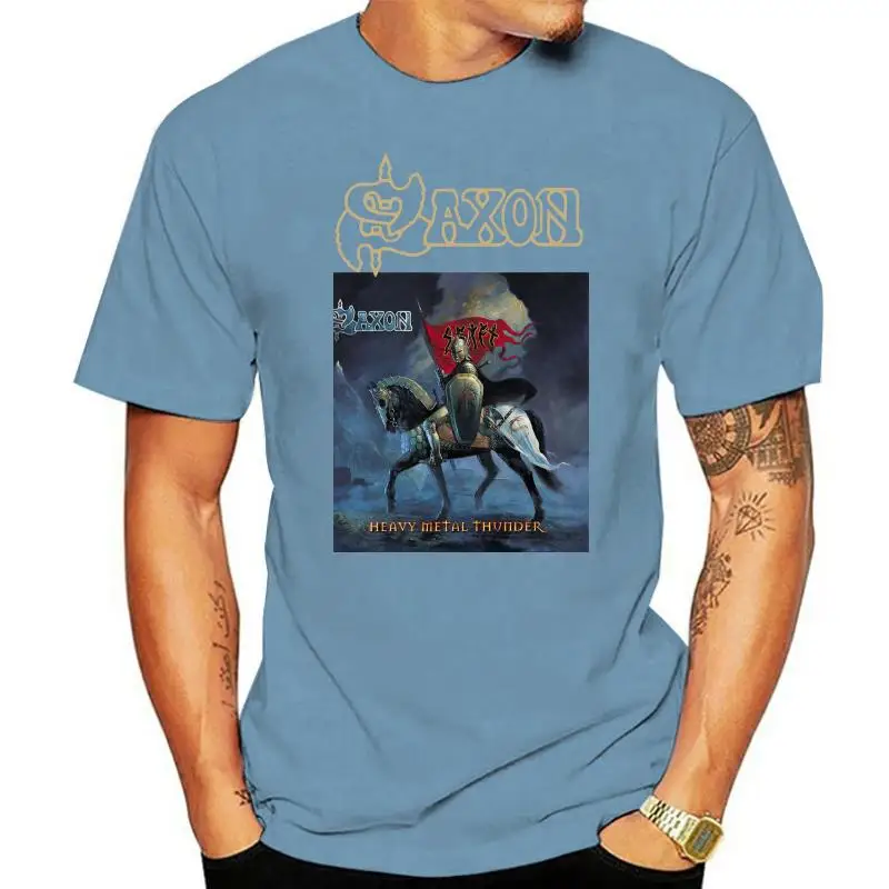 

Saxon Heavy Metal Thunder Langarm Black T-shirt Men Shirt Tee