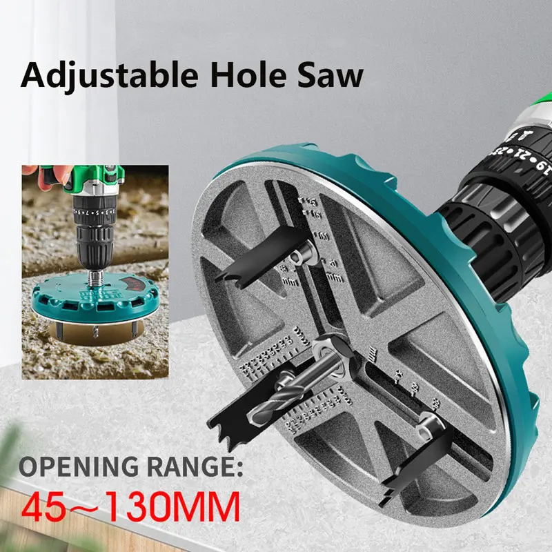 Adjustable Hole Opener Saw Cutter Drill Bit Woodworking Cutting Plastic Punching Universal Tool For Gypsum Board Aluminum Board
Adjustable Hole Opener Saw Cutter Drill Bit Woodworking Cutting Plastic Punching Universal Tool For Gypsum Board Aluminum Board