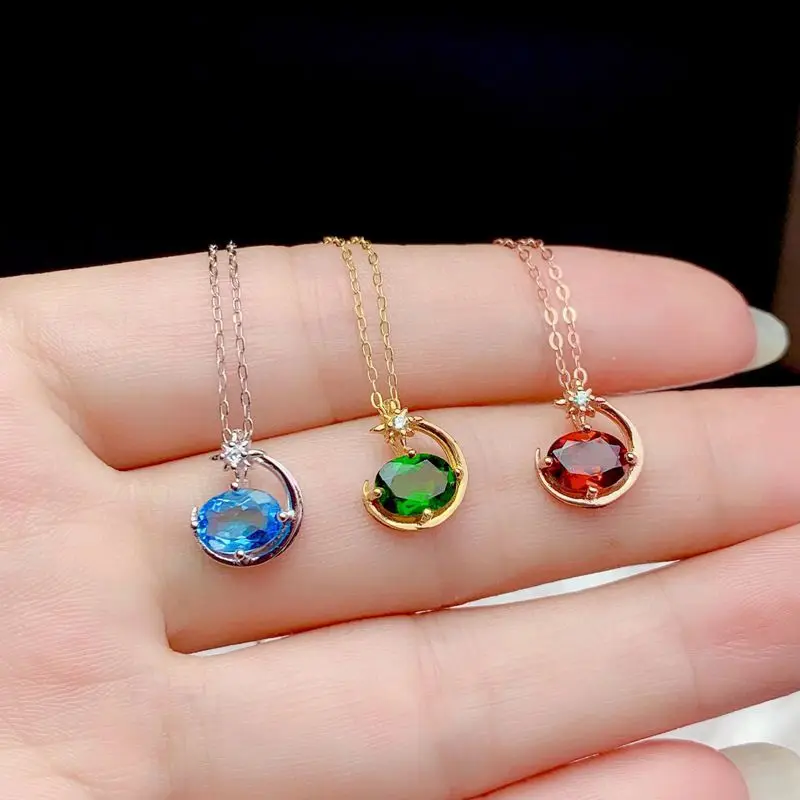 MeiBaPJ Natural Diopside/Topaz/Garnet Moon Star Pendant Necklace with Certificate 925 Pure Silver Fine Wedding Jewelry for Women
MeiBaPJ Natural Diopside/Topaz/Garnet Moon Star Pendant Necklace with Certificate 925 Pure Silver Fine Wedding Jewelry for Women