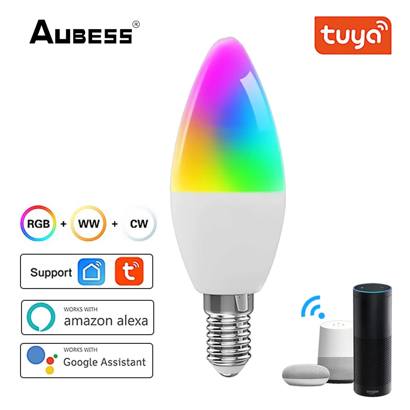 Kedia Tuya WiFi Smart Bulb RGB + W + C LED Candle Bulb E14 Dimmable Light Smart Life Voice Remote Control Compatible With Alexa
Kedia Tuya WiFi Smart Bulb RGB + W + C LED Candle Bulb E14 Dimmable Light Smart Life Voice Remote Control Compatible With Alexa