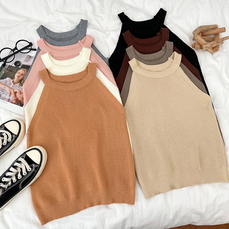Fashion Slim Short Strap Tank Top with Undercoat t-shirts Women Summer New korean casual hot tops for women knitted halter tops
Fashion Slim Short Strap Tank Top with Undercoat t-shirts Women Summer New korean casual hot tops for women knitted halter tops