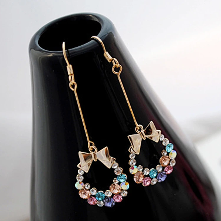 Womens Elegant Colorful Crystal Rhinestone Bow Bowknot Pendent Dangle Earring Fashion Jewelry Sweet Gift
Womens Elegant Colorful Crystal Rhinestone Bow Bowknot Pendent Dangle Earring Fashion Jewelry Sweet Gift
