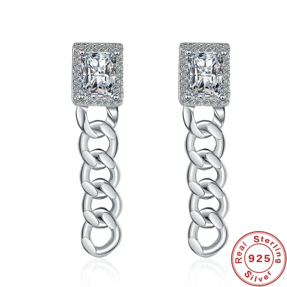 925 Sterling Silver Rectangular Zircon Crystal Tassel Line Stud Earrings For Women Wedding Party Jewelry Gift Female Pendientes
925 Sterling Silver Rectangular Zircon Crystal Tassel Line Stud Earrings For Women Wedding Party Jewelry Gift Female Pendientes