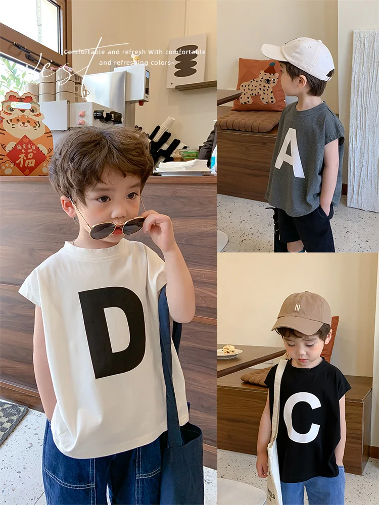 Одежда в Корейском стиле, летняя футболка, крутые топы, модная детская рубашка без рукавов 2022, стильная детская рубашка среднего размера для мальчиков
Одежда в Корейском стиле, летняя футболка, крутые топы, модная детская рубашка без рукавов 2022, стильная детская рубашка среднего размера для мальчиков