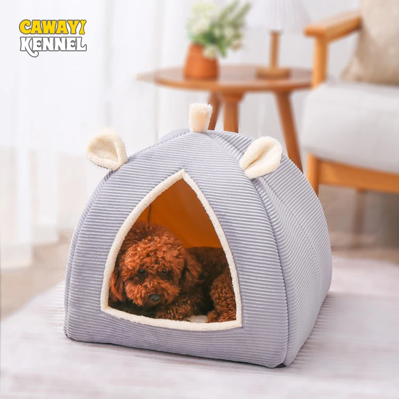 

CAWAYI KENNEL Pet Soft Dog House for Small Dogs Cat Cute Triangle Rabbit Ears Warm Animal Shape Puppy Kitten Cat Bed Pet Product