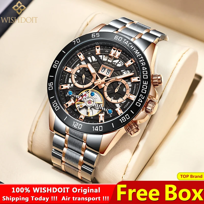WISHDOIT Men's Watches Top Brand Leisure Sports Luxury Mechanical Watch Fashion Date Luminous Waterproof Clock Relógio masculino
WISHDOIT Men's Watches Top Brand Leisure Sports Luxury Mechanical Watch Fashion Date Luminous Waterproof Clock Relógio masculino