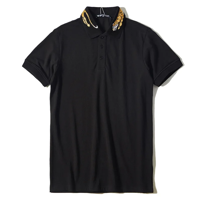 

High New 21 Men Embroidered Yellow Tiger Collar Fashion Casual Polo Shirts Shirt Skateboard Cotton Polos Top Tee S-2XL #H13