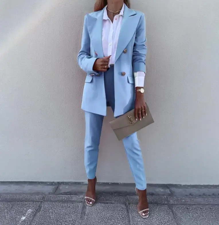 Элегантный женский комплект из двух предметов, однотонный костюм с длинным рукавом, пиджак, темпераментные брюки, Модный повседневный костюм, осень-весна 2023
Элегантный женский комплект из двух предметов, однотонный костюм с длинным рукавом, пиджак, темпераментные брюки, Модный повседневный костюм, осень-весна 2023