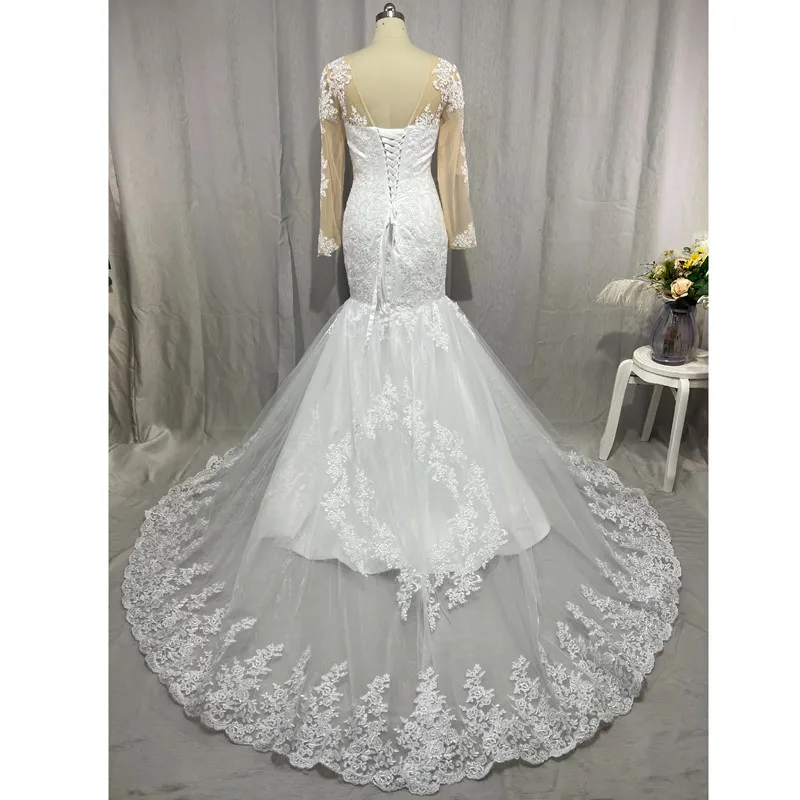 INSTOCK New Design Long Sleeve Mermaid Wedding Dress 2022 Nude Top Lace Up Back White Bridal Gowns With Lace Appliques Bridal Dr
INSTOCK New Design Long Sleeve Mermaid Wedding Dress 2022 Nude Top Lace Up Back White Bridal Gowns With Lace Appliques Bridal Dr