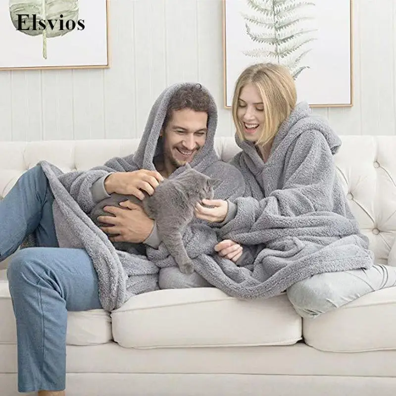 Winter Soft Fleece Hoodies Sleepwear Women & Men Oversized Blanket Couple Homesuit Casual Loose Hooded Sweatshirt Pajamas 2022
Winter Soft Fleece Hoodies Sleepwear Women & Men Oversized Blanket Couple Homesuit Casual Loose Hooded Sweatshirt Pajamas 2022