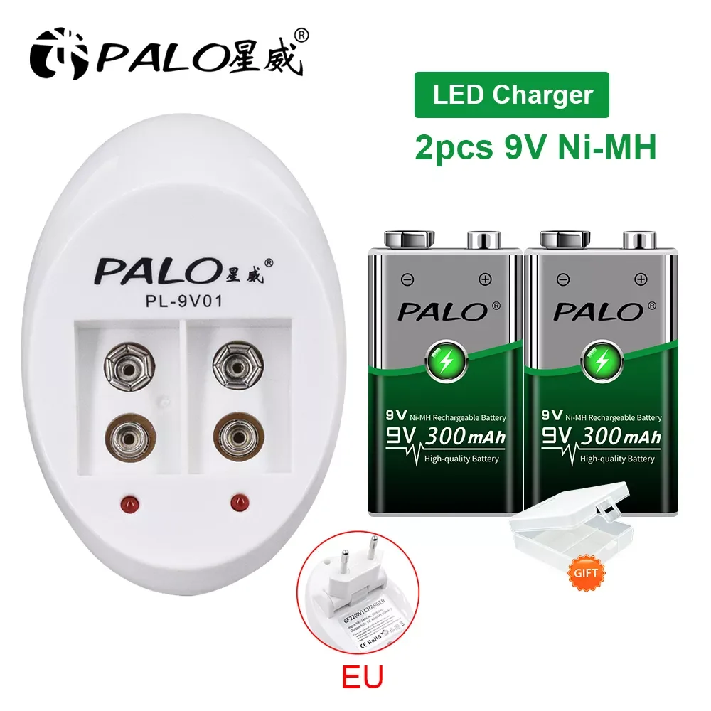 NEW2023 PALO 9V Battery Charger For 6F22 9V Ni-CD Ni-MH Li-ion Rechargeable Batteries+2pcs Ni-MH 9V Rechargeable Battery for mic
NEW2023 PALO 9V Battery Charger For 6F22 9V Ni-CD Ni-MH Li-ion Rechargeable Batteries+2pcs Ni-MH 9V Rechargeable Battery for mic