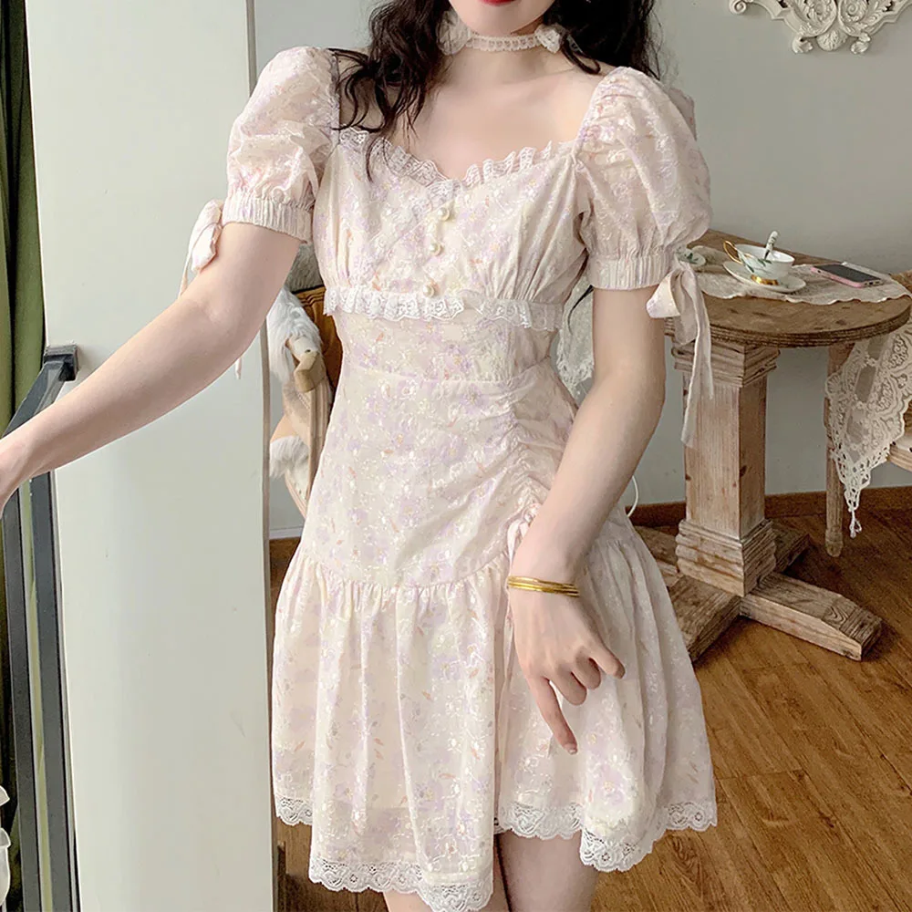 Summer 2022 Women Lace Kawaii Vintage Elegant Party Mini Dresses Korean Style Puff Sleeve Dress Floral France Sweet Fairy Dress
Summer 2022 Women Lace Kawaii Vintage Elegant Party Mini Dresses Korean Style Puff Sleeve Dress Floral France Sweet Fairy Dress